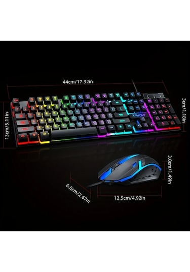 Techbloom Tf200 Ultra Ince Kablolu Klavye Ve Fare Kombosu Usb Tak Laptop Masaustu 104 Tus Rgb Aydinlatmali Ps4 Xbox Pc Mac Oyun Klavye Fare Seti Diğer
