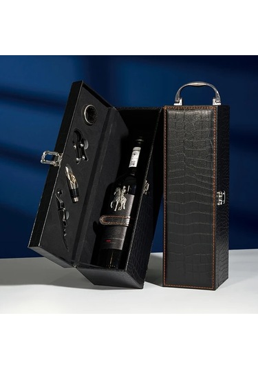 Cordial Siyah 1 Tek Sarap Sisesi Hediye Kutusu Aksesuar Seti Tasinabilir Tasima Kilifi Sise Tutucu Parti Ev Ve Koleksiyon İcin