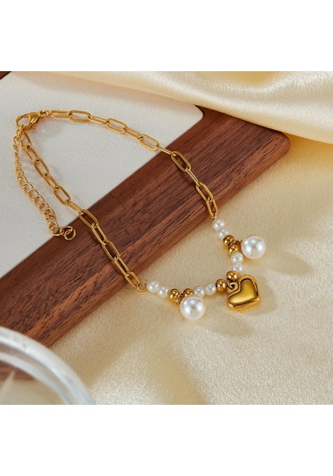 Sones Opk Gz202 Paslanmaz Çelik Aşk İnci Bileklikler Altın