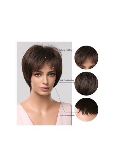 Kadın Perukları Kısa Katmanlı Peri Kesim Peruklar Saç Bantlı Doğal Görünümlü Kabarık Saç Peruk