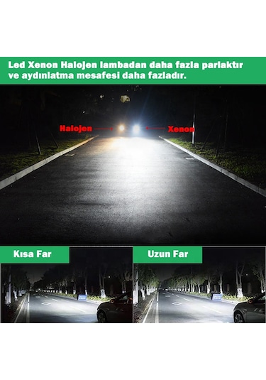 H11 Led Xenon Far Ampulü Beyaz Işık Şimşek Etkili C6 Kasa