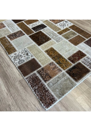 Hoom Rugs Patchwork Kahve Kutulu El Dokuma Kilim Kahve