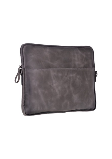 Leeds 14 İnç Macbook Ve Pc Uyumlu, Hakiki Deri, El Yapımı Kılıf, Gölgeli Gri Gri