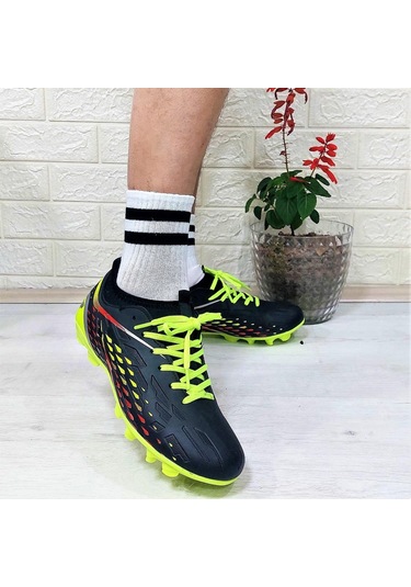 M.p 1359 Siyah-sarı Termal Likralı Krampon Futbol Ayakkabı 001