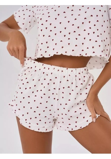 Mode Suraya Kalpli Kısa Pijama Takımı Ev Giyimi 249355925 Beyaz