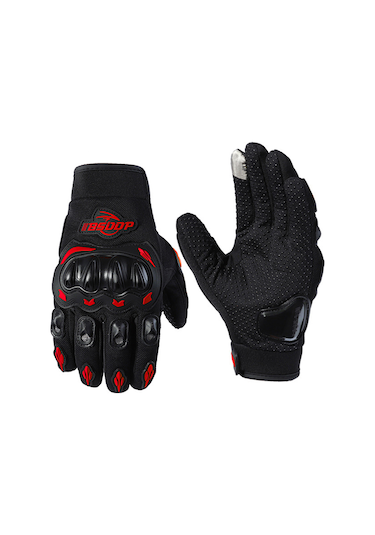 Mufunye Bsddp Rh-a0136 Motosiklet Eldiveni, Çarpma Koruma, Dokunmatik Ekran Desteği, Tüm Parmaklı, Kaymazdir, Kırmızı Xl