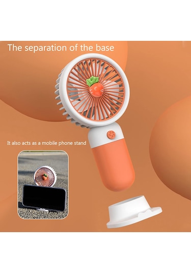 Alepera Electronic - 3 Kademeli Şarjlı Mini El Fanı - Turuncu & Beyaz Renk