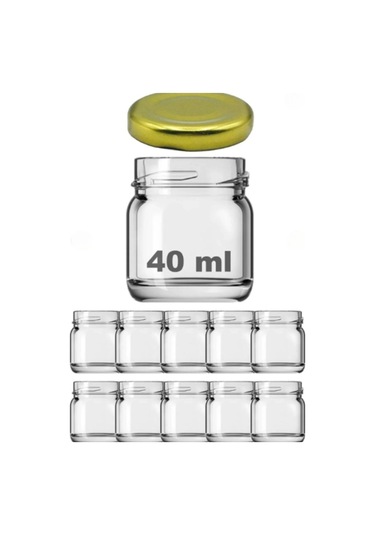 10 Adet Paşabahçe 40 Ml Şeffaf Mini Kavanoz Metal Gold Kapaklı Kına Mama Gold Kapak