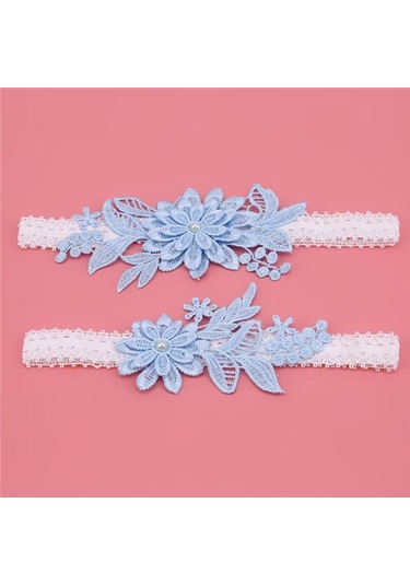 Düğün Jartiyer Nakışı Çiçekler Seksi Jartiyerler Kadın Kadın Gelin Uyluk Halkası Dantel Bacak Halkası Döngü Lacivert