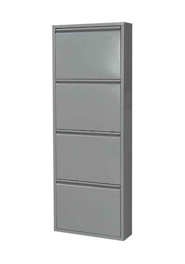 Kaser Metal 4'Lü Metal Ayakkabılık Gri