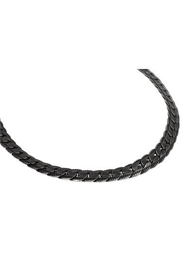 Erkek Siyah Renk Çelik Zincir Kolye Siyah