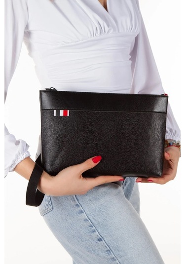 Tuldar Deri El Askılı Dosya Evrak Günlük Portföy & Clutch Çanta Tul527 Siyah