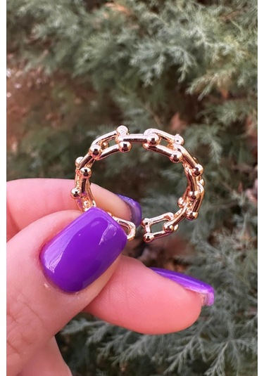 Marka Model Gold Zincir Yüzük - Ayarlanabilir Gold