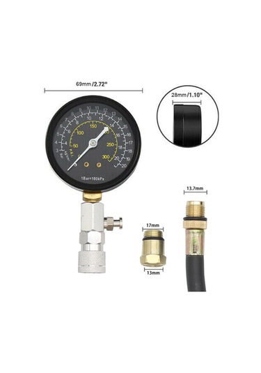 Motor Silindir Kompresyon Test Cihazı Kiti 0-300psı Basınç Ölçer Kontrol Test Aracı Otomotiv