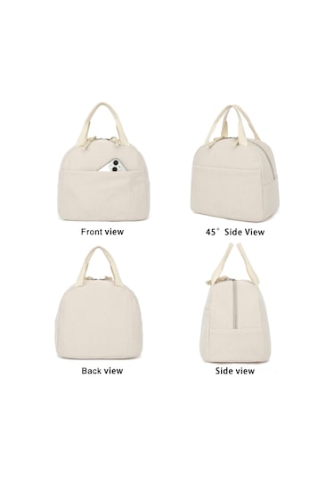 Moveevo Kadınlar Ve Kızlar İçin Korduroy Isı Saklama Yemek Çantası - Sıcak/soğuk Tutar, Okul/iş/piknik İçin, Dayanıklı Ve Pratik Bej