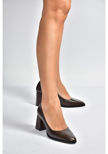 Fox Shoes V676680060 Kahverengi Rustik Kalın Topuklu Kadın Ayakkabı Kahverengi