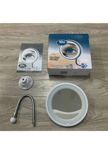 Lemestar Beakey 10x Büyütmeli Led Aydınlatmalı, 360 Dönebilen Vakumlu Makyaj Aynası Beyaz