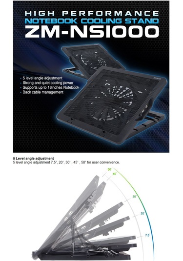 Zalman ZM-NS1000 16" Tek Fanlı Notebook Soğutucu