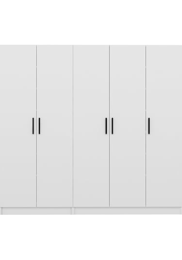 Minar Kale 210 Cm 5 Kapaklı 3b Raf Portmanto Beyaz