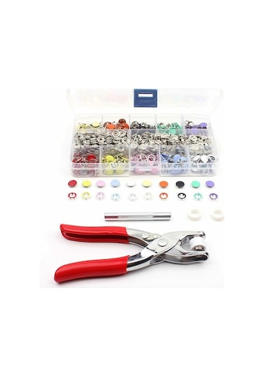 9.5mm 10 Renkli 200 Adet Somun Tuşlu El Presi Aracı Seti Ve Depolama Kutusu Çok Renkli Çok Renkli