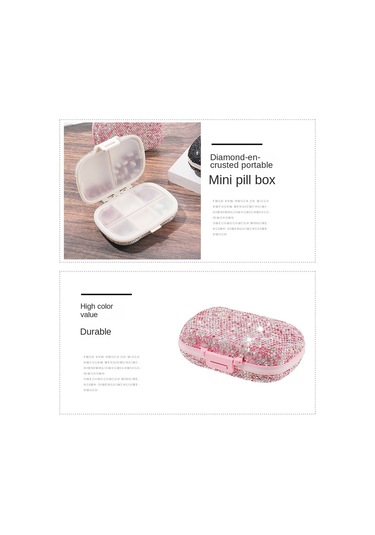 8 Bölmeli Bling Hap Kutusu Lüks Çift Taraflı Yapay Elmas Hap Kutusu Nem Geçirmez Su Geçirmez Seyahat Mücevher Kutusu Günlük Kırmızı,