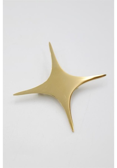 Çelik Yıldız Broş - Altın Altın