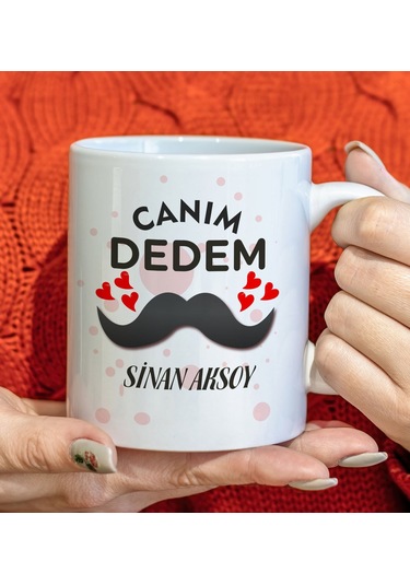 Bk Gift Kişiye Özel Canım Dedem Tasarımlı Beyaz Kupa Bardak, Doğum Günü Hediyesi Kobitmeyencom34881 Bk Gift Renkli