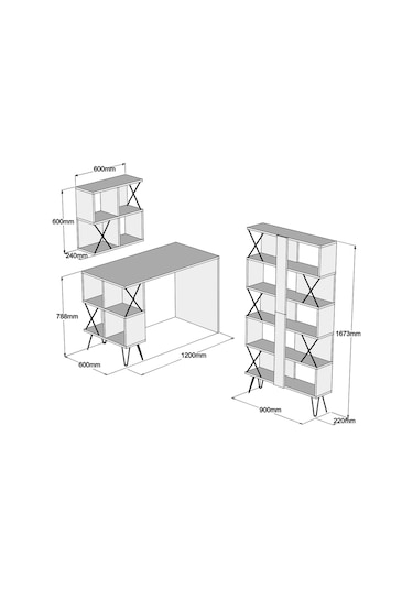 Variant Extra Raflı Çalışma Masası Ve Kitaplık Takımı - Meşe