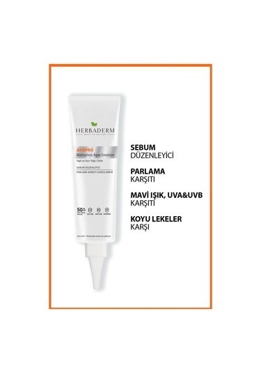 Herbaderm Aknpro Yağlı ve Akneye Meyilli Ciltler İçin Nemlendirici Güneş Kremi SPF50+ Açık Ton 40 ML