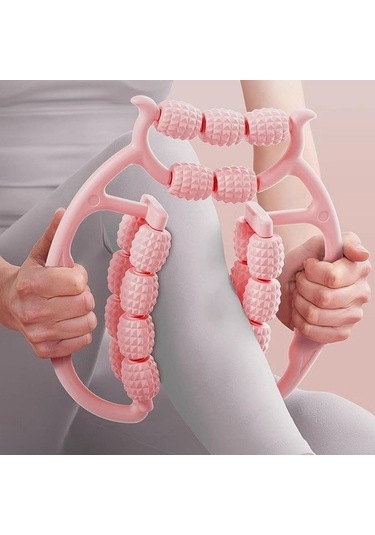Suntek Bacak Masaj Aleti Silindiri 21 Tekerlek Kas Egzersiz Uyluk Pembe