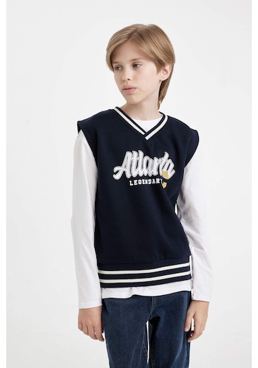 Defacto Erkek Çocuk V Yaka Yazı Baskılı Kalın Süveter C9283A824AUNV245 Defacto Erkek Çocuk V Yaka Yazı Baskılı Kalın Süveter C9283A824AUNV245