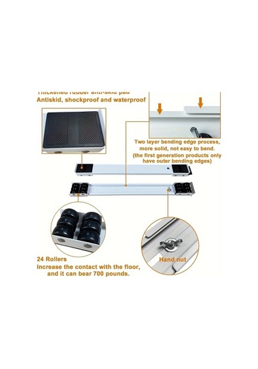 Fochsia Beyaz 24 Tekerlekli 300kg Çamaşır Makinesi Kurutma Ve Mobilya Ayarlanabilir Ağır Hizmet Tekerlekleri