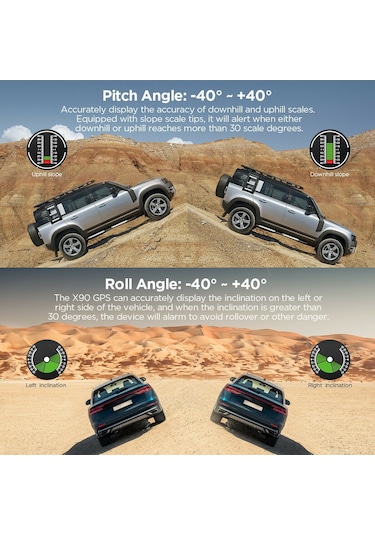 Autool X90 GPS Hız, Eğim Ölçer, Pusula HUD
