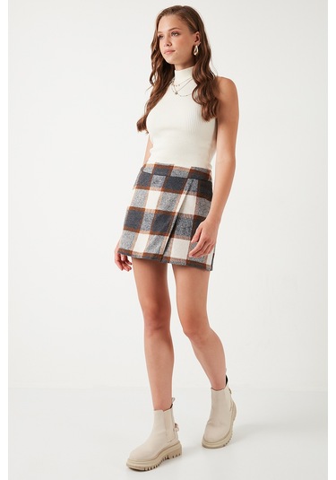 Lela Pamuk Karışımlı Regular Fit Kışlık Bayan Şort Etek 61100015 Gri