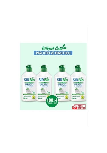 Sır Bio Bitkisel Özlü Bulaşık Makinesi Parlatıcı & Kurutucu 4 x 500 ML