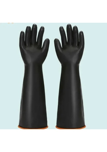 35/45/55 Cm Siyah Eldiven Ağır Hizmet Tipi Lastik Eldiven Asit
