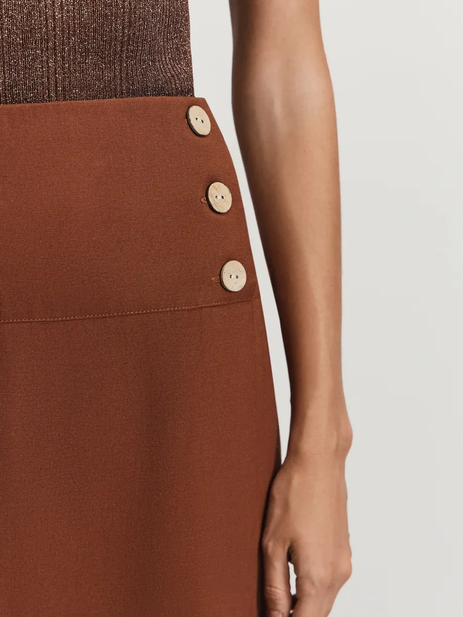 Zarına Dekoratif Düğmeli Kurşun Kalem Etek 432730005 Copper