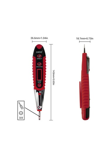 Singree Aneng Vd700 Çok Fonksiyonlu Elektrik Test Kalemi - Ac/dc, Kırık Nokta Tespiti, Led Fenerli Pil Dahil Değil Kırmızı