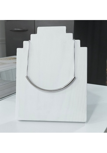 Kadın Çelik Geometrik Dirsek Model Kolye Gümüş Renk Çelik