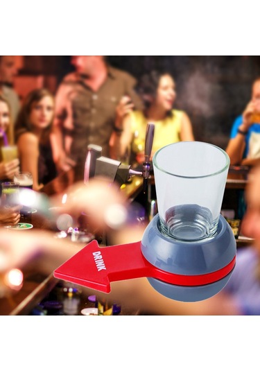 Suofeng İçki Oyun Seti: Ok İşaretli Dönen Çark + 40ml Şişe, Bar Ve Parti Eğlencesi, Abs + Cam Malzeme Gri - Kırmızı