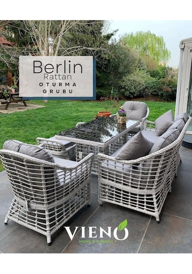 S Collection Dora Rattan Oturma Grubu Gri
