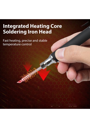 Kangvka Kablosuz Li-pilli 650mah Dürtü Kaynağı Seti - 3 Sıcaklık Seviyesi, Usb-c Şarj, Ev Ve Dıy İçin Siyah Uç + Tutucu + Talaş + Şarj Kablosu Dahil