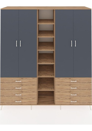 Kronos Dolap 10 Raflı 8 Çekmeceli 2 Askılı 220x59x243 Çam-antrasit/çam Antrasıt/atlas Çam Kronos Dolap 10 Raflı 8 Çekmeceli 2 Askılı 220x59x243 Çam-antrasit/çam Antrasıt/atlas Çam