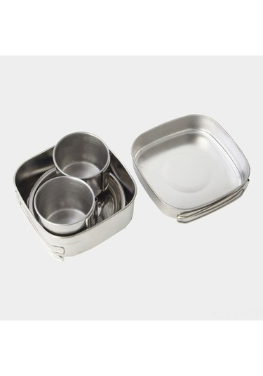 Ulzyvf Taşınabilir Takımı Takımı Sofra Seyahat Seti Pişirme Piknik Paslanmaz Parça Mutfak Kamp Gümüş Çelik Aksesuarı Açık 6 Gf Gümüş Gümüş