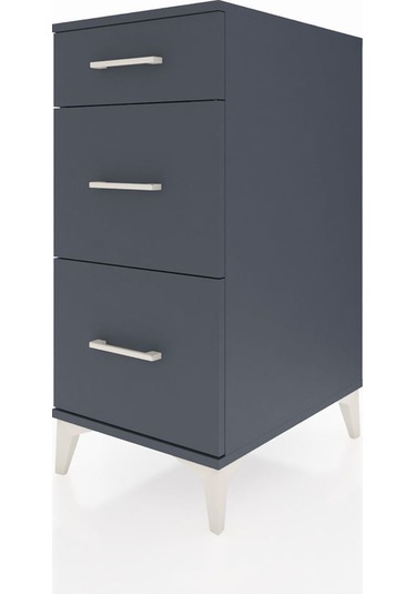 Kronos Komodin 3 Çekmeceli Tek Kapaklı 44x59x96 Antrasit-antrasit Antrasit