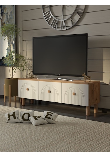 Bohem Tarz 135cm 3 Kapaklı Mdf Kapak Tv Ünitesi Atlantik Çam