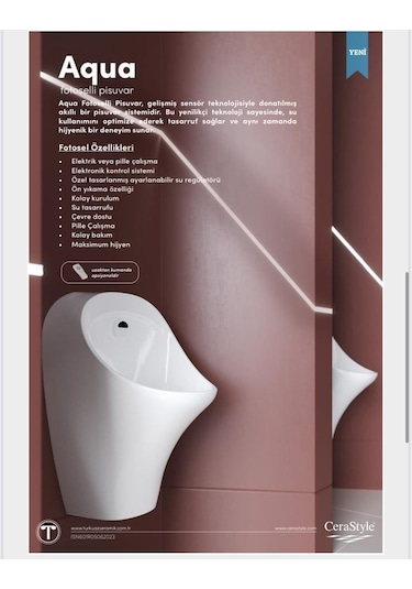 Turkuaz Seramik Cerastyle Aqua Fotoselli Pisuar