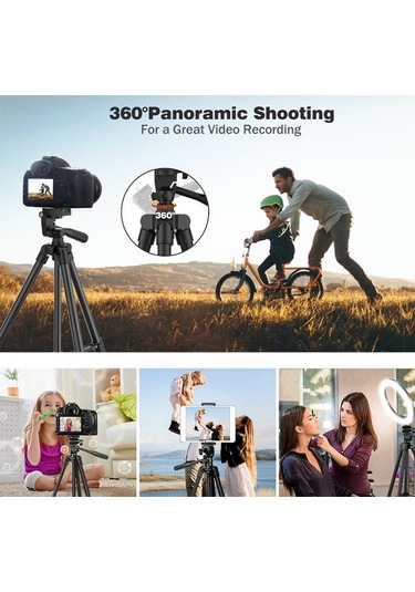 Ebitda Taşınabilir Alüminyum Tripod - Gopro/kamera/son Derece Kolay Kullanılır Siyah