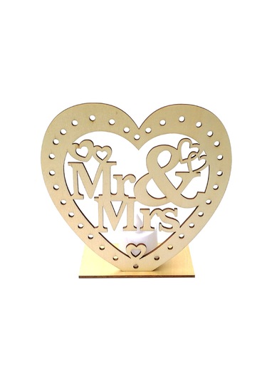 Suofeng Ahşap Ev Dekorasyonu Aşk Formu Mr & Mrs Işıklı Led Mumlu Nikah Özel Heykeli Çok Renkli