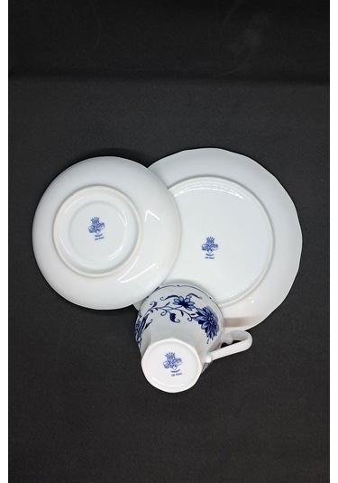 Graff Von Henneberg Saman Desen Duble Vintage Kahve Fincanı 3 Parça 180 Ml Mavi